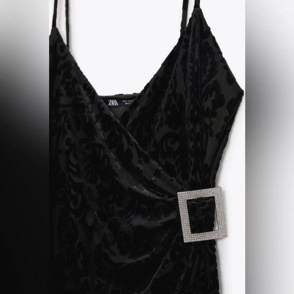 ZARA BUCKLED JACQUARD Velvet DRESS - Picture 8 of 13